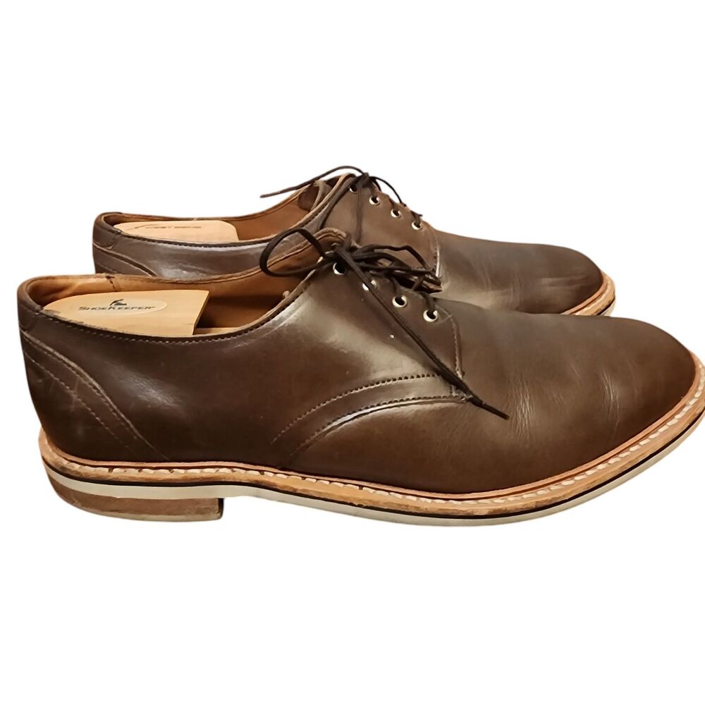 Allen Edmonds Mens 12 D Nomad Derby Shoes Brown Leather Plain Toe Oxford Casual